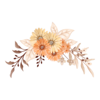 arreglo de flores de naranja con estilo acuarela png