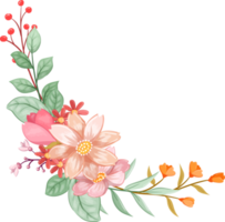 arreglo de flores de naranja con estilo acuarela png