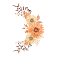 arreglo de flores de naranja con estilo acuarela png