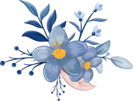 arrangement de fleurs bleues avec style aquarelle png