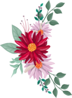 arrangement de fleurs rouges avec style aquarelle png