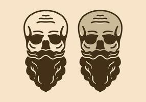Vintage illustration of skull with long mustache and beard vector