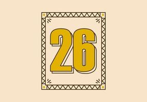 Vintage rectangle frame with number 26 on it vector