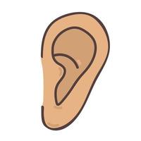 oído humano sobre un fondo blanco. silueta. ilustración vectorial vector