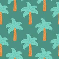 Vector illustration of a hand drawn palm trees. Seamless vector pattern with tropical palm trees