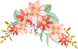 arreglo de flores de naranja con estilo acuarela png