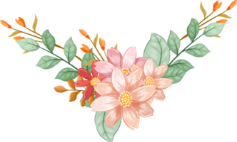 arrangement de fleurs orange avec style aquarelle png