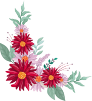 arreglo floral rojo estilo acuarela png