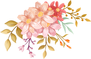 Pink Orange Flower Arrangement with watercolor style png