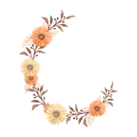 arreglo de flores de naranja con estilo acuarela png