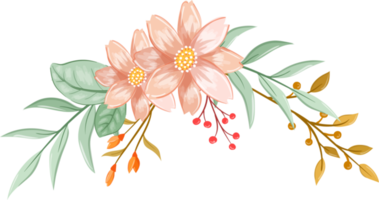 arrangement de fleurs orange avec style aquarelle png