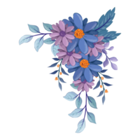 Purple Flower Arrangement with watercolor style png