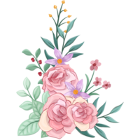 Pink flower arrangement with watercolor style png