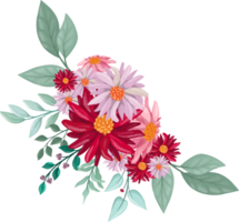 arreglo floral rojo estilo acuarela png