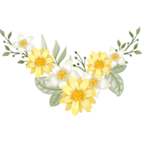 Yellow Flower Arrangement with watercolor style png