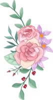 Pink flower arrangement with watercolor style png