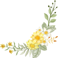 arranjo de flores amarelas com estilo aquarela png