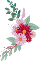 arrangement de fleurs rouges avec style aquarelle png