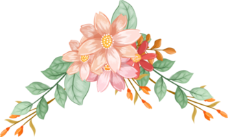 arreglo de flores de naranja con estilo acuarela png