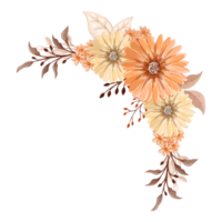 arreglo de flores de naranja con estilo acuarela png