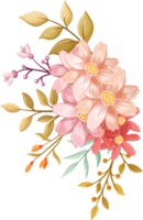 Pink Orange Flower Arrangement with watercolor style png