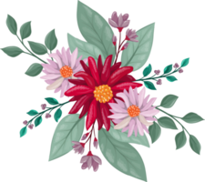 Red Flower Arrangement with watercolor style png