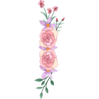 Pink flower arrangement with watercolor style png