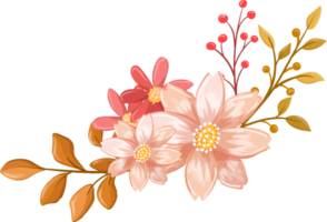 Pink Orange Flower Arrangement with watercolor style png