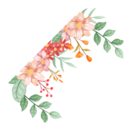 arreglo de flores de naranja con estilo acuarela png