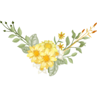 arranjo de flores amarelas com estilo aquarela png