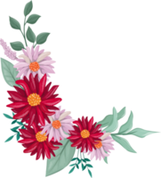 arrangement de fleurs rouges avec style aquarelle png