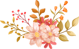 Pink Orange Flower Arrangement with watercolor style png