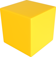 renderização 3D de uma forma de cubo geométrico amarelo básico png