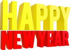 Happy New Year 3D Render Bright Colorful Text png