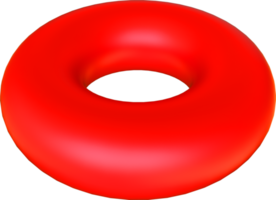 donut geométrico 3d render básico rojo forma png
