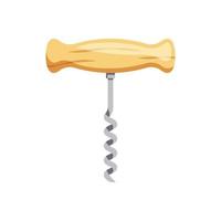 Wooden corkscrew flat style isolated on white background vector