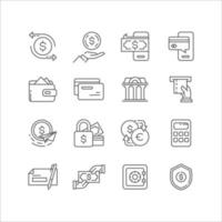 Simple Line Art BankingTheme Icon Set vector