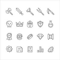 Simple Line Art Game Theme Icon Set vector