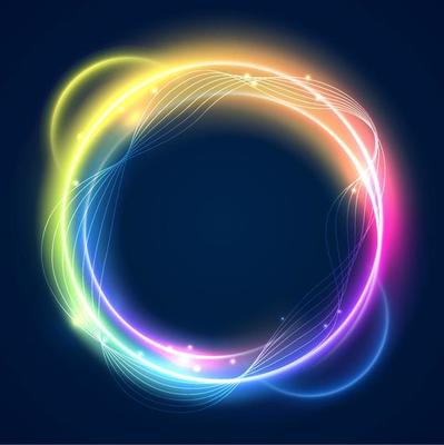 Colorful Neon Glow Circle with Sparkly Lights
