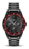 Realistic watch clock chronograph black red grey stainless steel design modern luxury fashion object for men on white background vector