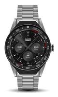 reloj realista reloj cronógrafo acero inoxidable diseño negro moderno objeto de moda de lujo para hombres sobre fondo blanco vector