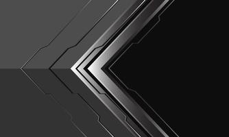 Abstract silver arrow cyber direction geometric on grey dark black blank space design modern technology futuristic background vector