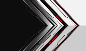 Abstract silver arrow cyber direction geometric on white red light with dark grey blank space design modern technology futuristic background vector