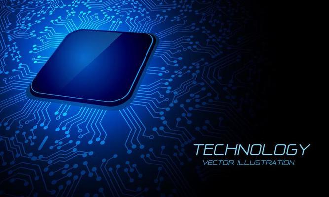Blue circuit line microprocessor technology energy power computer futuristic design ultramodern background vector