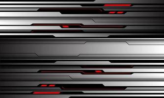 Abstract silver black circuit red light line cyber geometric design modern technology futuristic background vector