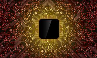 Orange circuit line black microprocessor technology pattern background vector