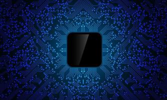 Blue circuit line black microprocessor technology pattern background vector