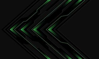 circuito negro abstracto luz verde dirección de flecha cibernética en diseño gris vector de fondo de tecnología futurista moderna