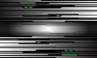 Abstract silver black circuit green light line cyber geometric design modern technology futuristic background vector