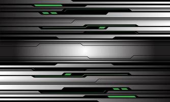 Abstract silver black circuit green light line cyber geometric design modern technology futuristic background vector